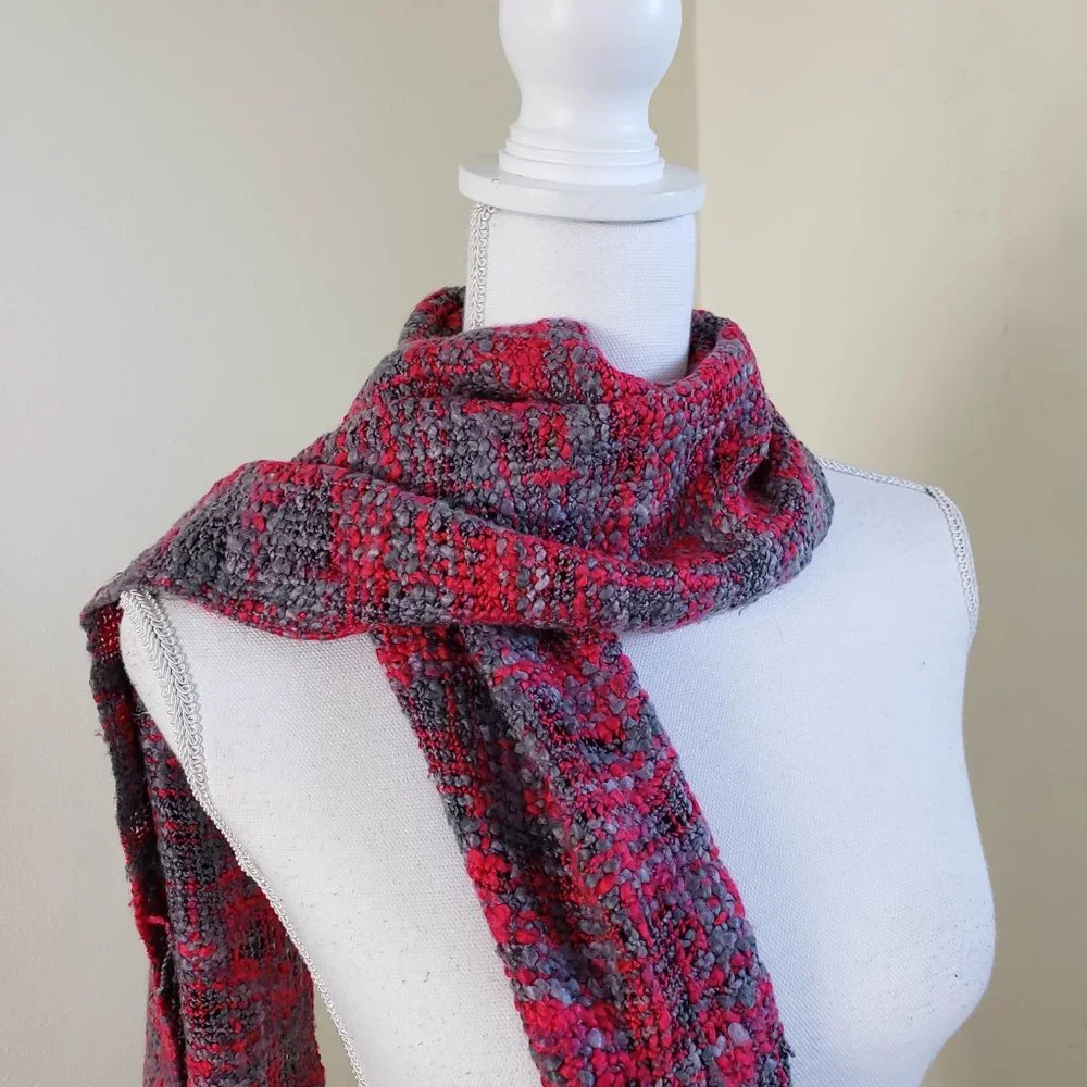 Confetti Knit Scarf -Red/Grey One Size Fits All